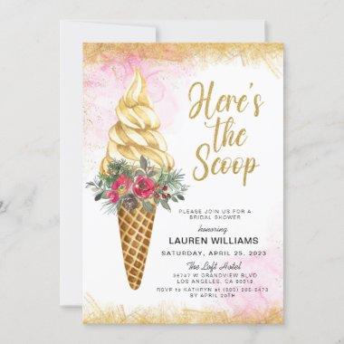 Here's the Scoop Ice Cream Bridal Shower Invitations