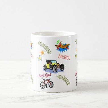 Hero Bicycle Car Airplane Mug