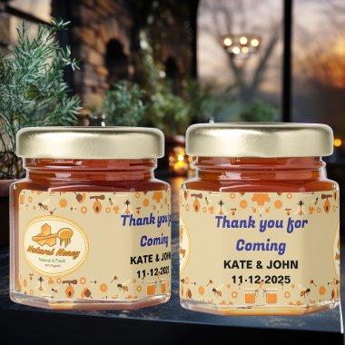 Hexagon Honey Bee Customizable Text Label Honey Jar Favors