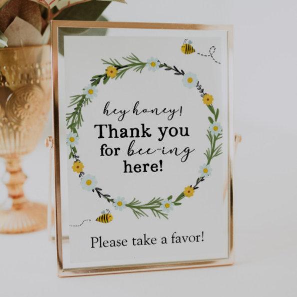 Hey Honey Bee Favor Sign