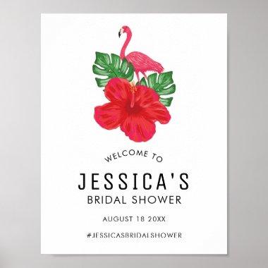 Hibiscus and Flamingo Bridal Shower Welcome Poster