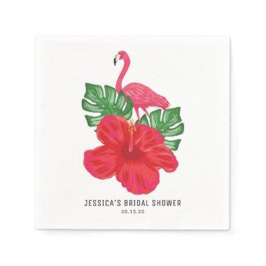 Hibiscus and Flamingo Tropical Bridal Shower Napkins