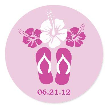 Hibiscus Flowers and Flip Flops Classic Round Sticker