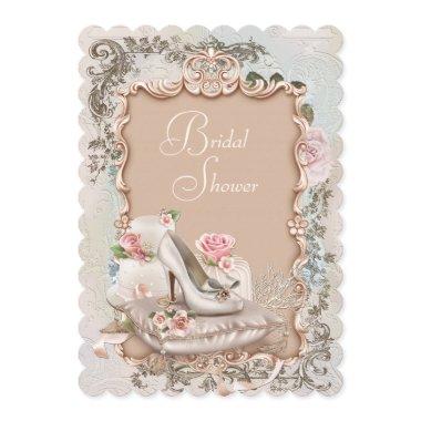 High Heel Shoe Vintage Bridal Shower Invitations