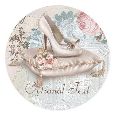 High Heel Shoe Vintage Bridal Shower Stickers