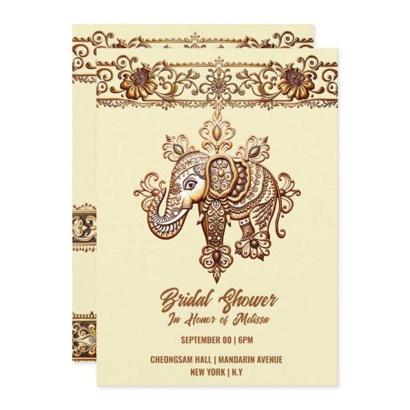 Hindi Mehndi Indian elephant henna lotus yellow