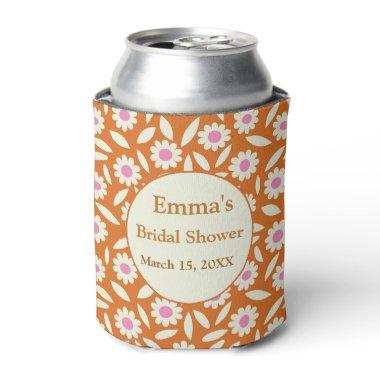 Hippie Retro Daisy Floral Bridal Shower  Can Cooler