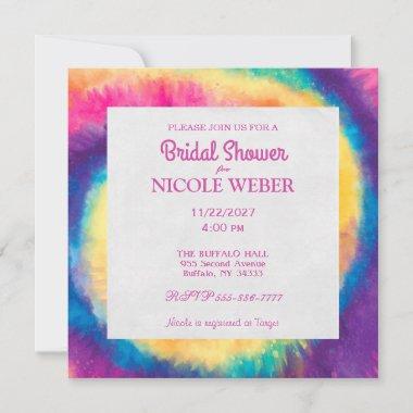 Hippy Boho Tie Dye Tye Bridal Shower Invitations