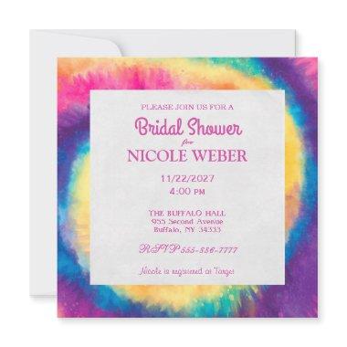 Hippy Boho Tie Dye Tye Bridal Shower Invitations