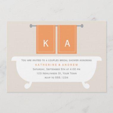 His and Hers Towels Bridal Shower {orange} Invitations