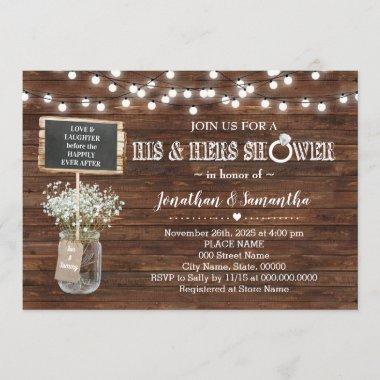 His and hers wedding shower rustic barn Invitations