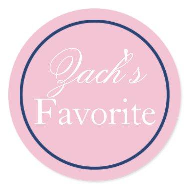 His Favorite Groom Wedding Sticker Blush Pink/Navy