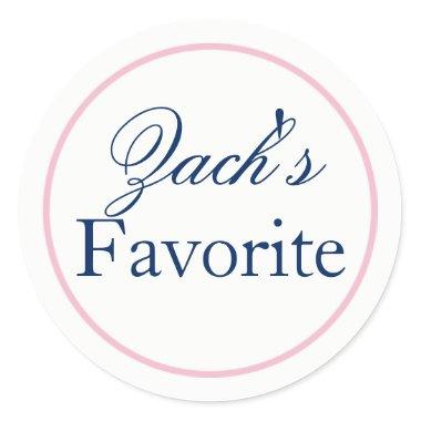 His Favorite Groom Wedding Sticker Blush Pink/Navy