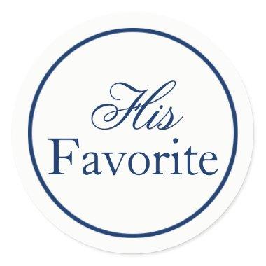 "His Favorite" Wedding Favor Sticker - Navy