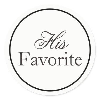 "His Favorite" Wedding Sticker Black and White