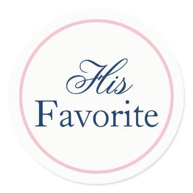 "His Favorite" Wedding Sticker Blush Pink/Navy