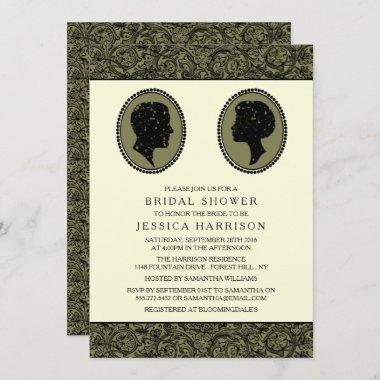 His & Hers Art Deco Silhouette Bridal Shower Invitations