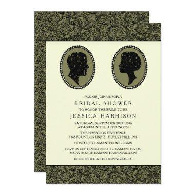 His & Hers Art Deco Silhouette Bridal Shower Invitations