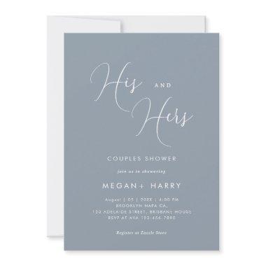 His & Hers Simple Dusty Blue Couple Shower Bridal