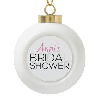 Holiday Bridal Shower Favor Ceramic Ball Christmas Ornament