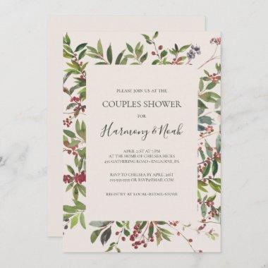 Holiday Chic Botanical | Champagne Couples Shower Invitations