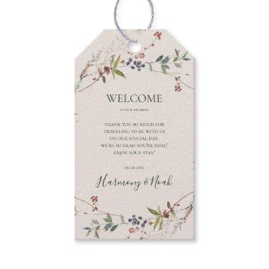 Holiday Chic Botanical | Champagne Wedding Welcome Gift Tags