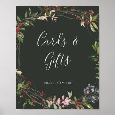 Holiday Chic Botanical Dark Green Invitations and Gifts Poster