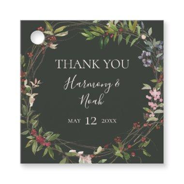 Holiday Chic Botanical | Dark Green Thank You Favor Tags