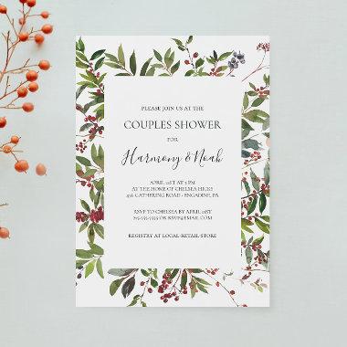 Holiday Chic Botanical | White Couples Shower Invi Invitations