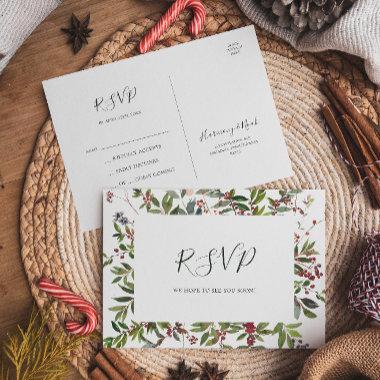 Holiday Chic Botanical | White Wedding RSVP PostInvitations