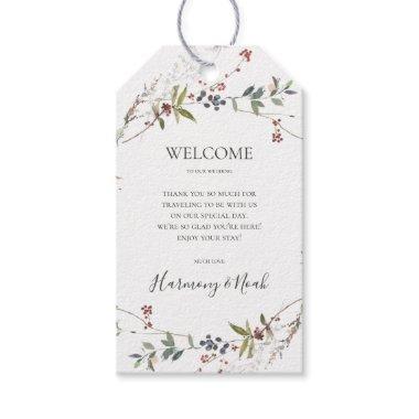Holiday Chic Botanical | White Wedding Welcome Gift Tags