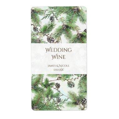 Holiday Green & Pine Cones Country Wine Labels