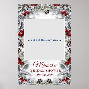 Holly Berry Pine Rustic Bridal Shower Photo Prop Poster