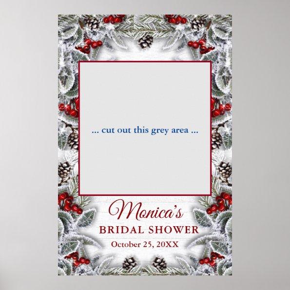 Holly Berry Pine Rustic Bridal Shower Photo Prop Poster