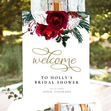 HOLLY Burgundy Floral Winter  Welcome Foam Board