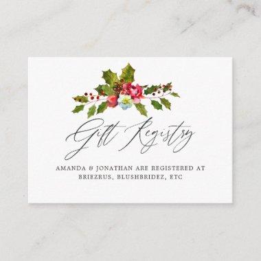Holly Christmas Bridal Shower Gift Registry Enclosure Invitations
