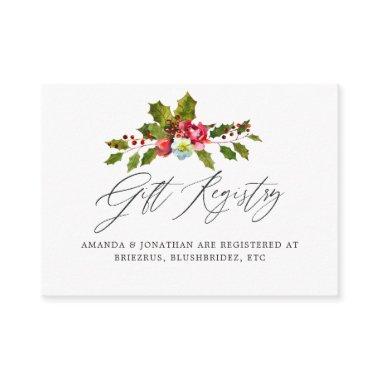 Holly Christmas Bridal Shower Gift Registry Enclosure Invitations