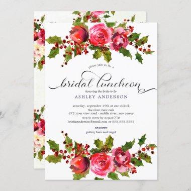 Holly Floral Bridal Shower Luncheon Invitations