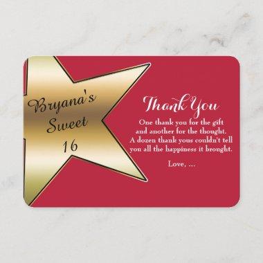 Hollywood Gold Star Red Thank You Invitations