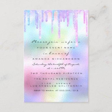 Hologram Unicorn Mermaid 16th 15th Pastel Invitations
