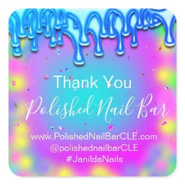 Holograph Thank You Boutique Drip Hot PinkVIP Square Sticker