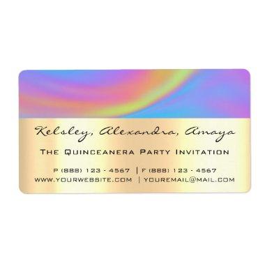 Holograph Unicorn Gold Bridal Abstract Sweet 16th Label