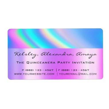 Holograph Unicorn Pink  Sweet 16th Label
