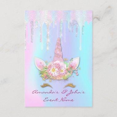 Holographic Drips Unicorn Party Sweet 15th Mermaid Invitations