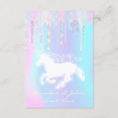Holographic Drips Unicorn Party Sweet 16th Mermaid Invitations