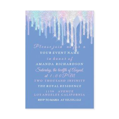 Holographic Drips Unicorn Pink Blue Quinceanera