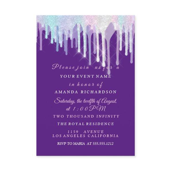 Holographic Drips Unicorn Pink Purple Sweet 16th