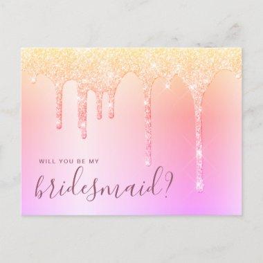 Holographic drips will you be my bridesmaid invitation postInvitations