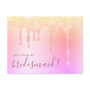 Holographic drips will you be my bridesmaid invitation post
