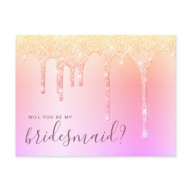 Holographic drips will you be my bridesmaid invitation postInvitations